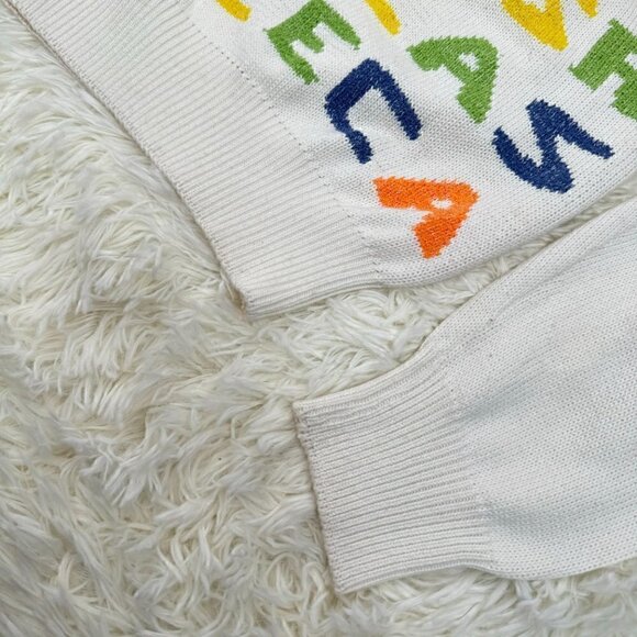 Versace White Multicolor Logo Crewneck Sweater - Picture 6 of 8